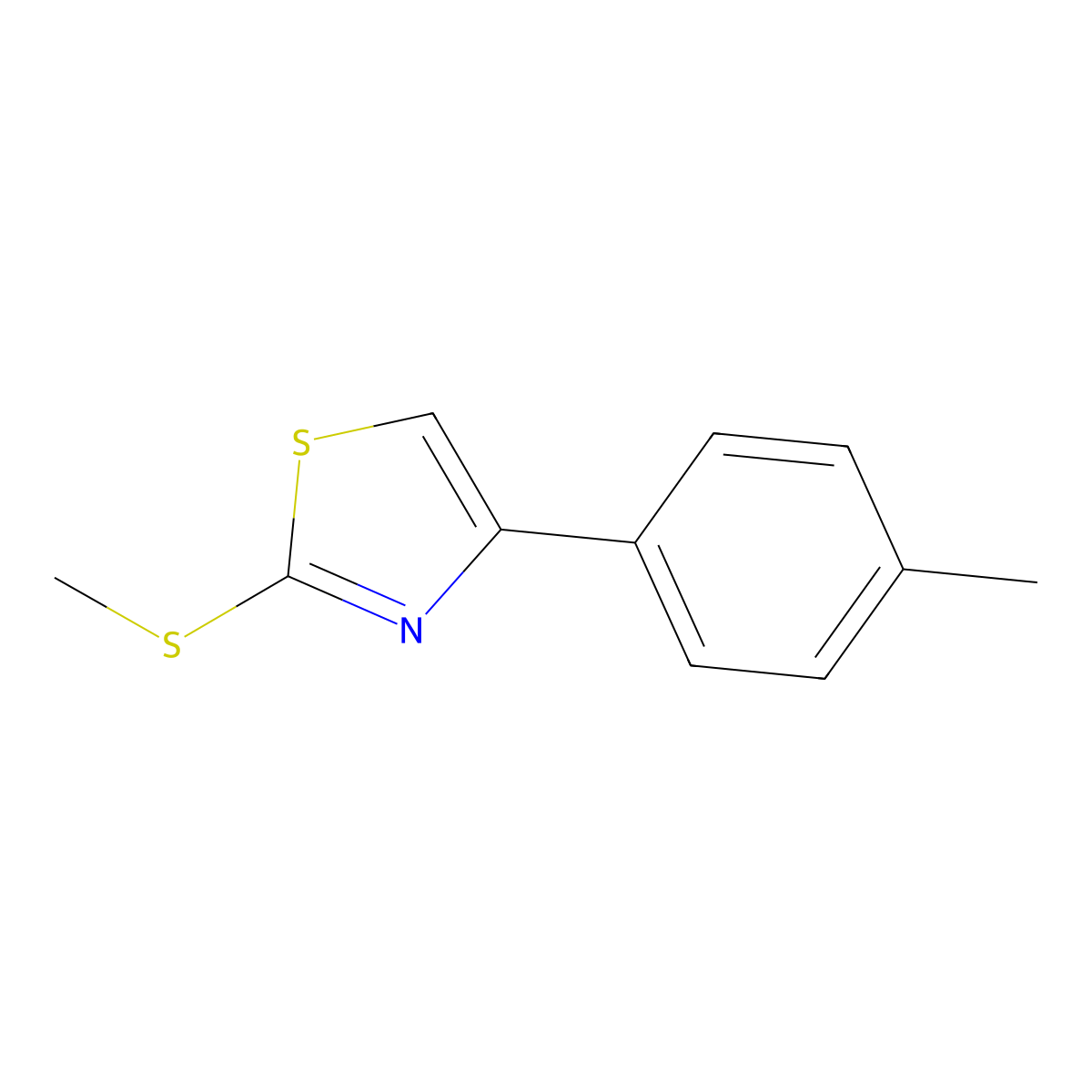 4-(4-Methylphenyl)-2-(methylsulfanyl)-1,3-thiazole molecular structure, CAS 2103-89-1