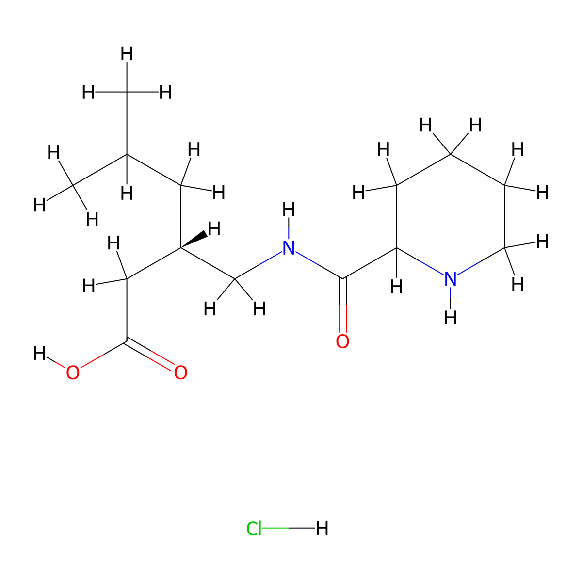 (3S)-5-methyl-3-[(piperidin-2-ylformamido)methyl]hexanoic acid hydrochloride molecular structure, CAS 2103005-40-7