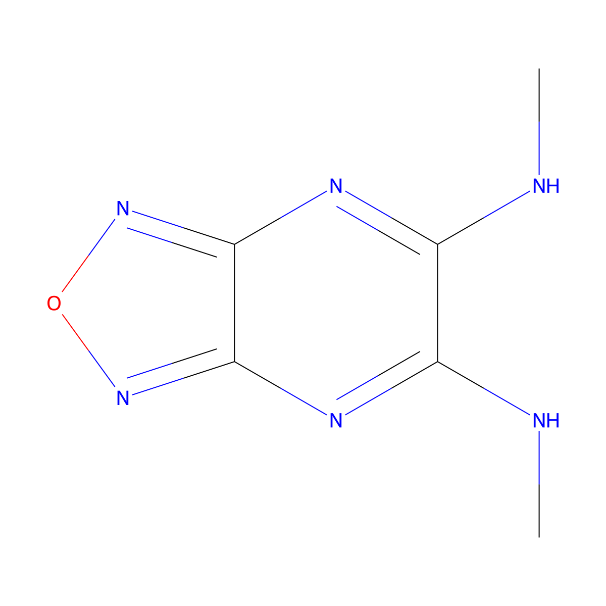 N~5~,N~6~-Dimethyl[1,2,5]oxadiazolo[3,4-b]pyrazine-5,6-diamine molecular structure, CAS 210301-47-6