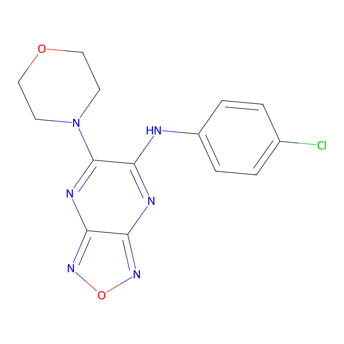 N-(4-chlorophenyl)-6-(morpholin-4-yl)[1,2,5]oxadiazolo[3,4-b]pyrazin-5-amine molecular structure, CAS 210302-08-2
