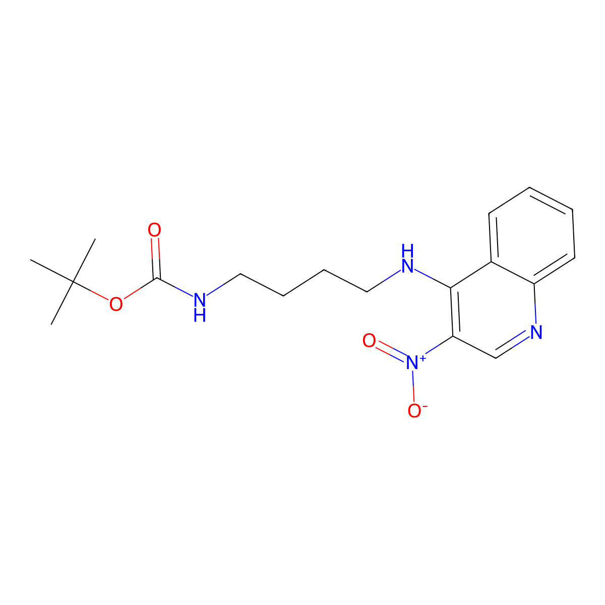 tert-Butyl (4-((3-nitroquinolin-4-yl)amino)butyl)carbamate molecular structure, CAS 210303-93-8