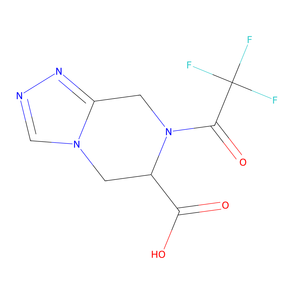 7-(trifluoroacetyl)-5H,6H,7H,8H-[1,2,4]triazolo[4,3-a]pyrazine-6-carboxylic acid molecular structure, CAS 2103182-10-9