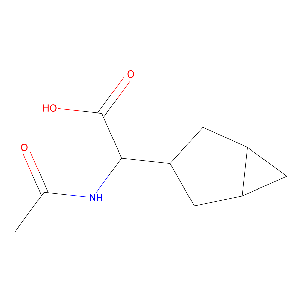 2-{Bicyclo[3.1.0]hexan-3-yl}-2-acetamidoacetic acid molecular structure, CAS 2103185-42-6
