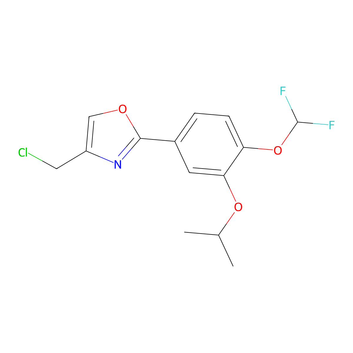 4-(Chloromethyl)-2-(4-(difluoromethoxy)-3-isopropoxyphenyl)oxazole molecular structure, CAS 2103191-10-0