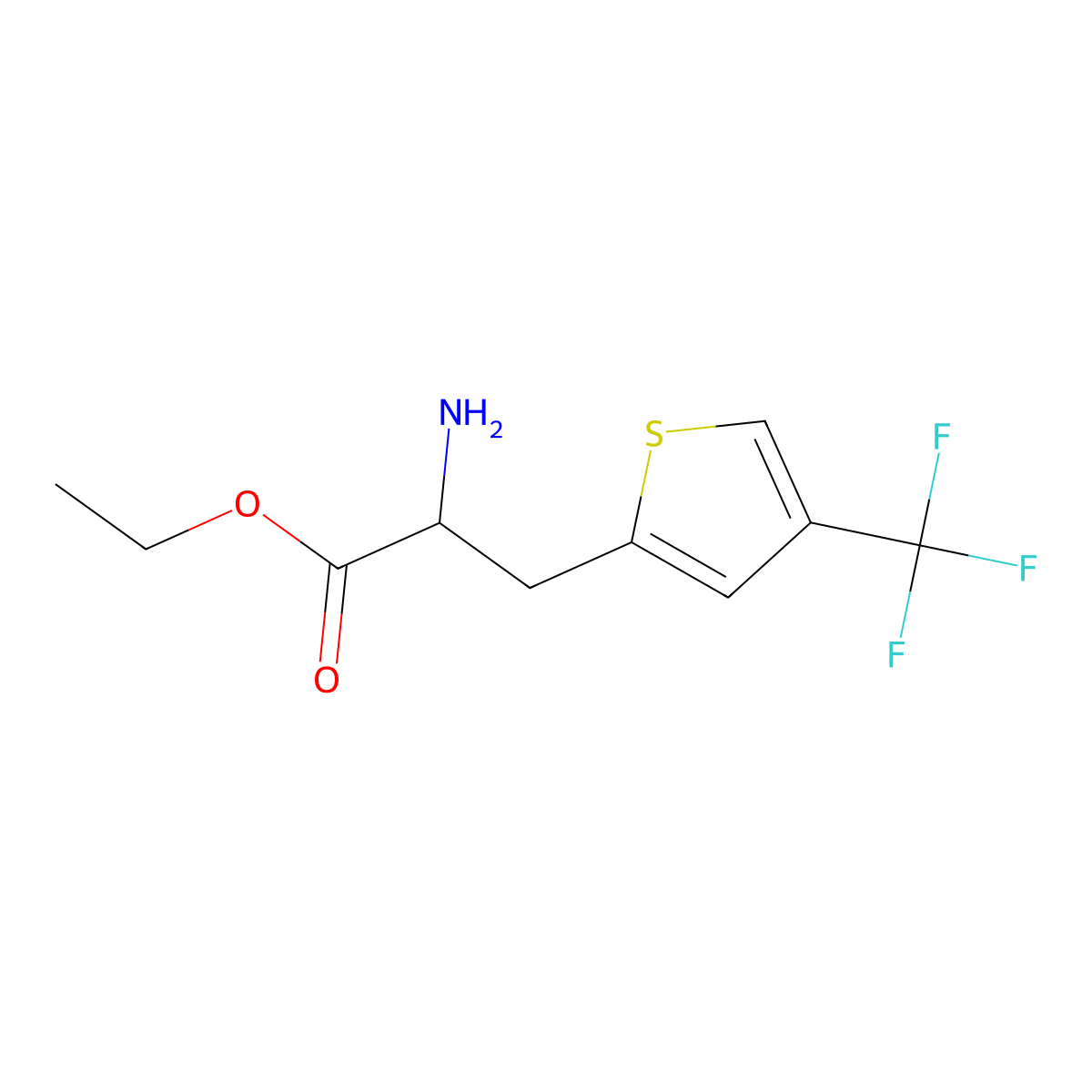 Ethyl 2-amino-3-[4-(trifluoromethyl)thiophen-2-yl]propanoate molecular structure, CAS 2103244-33-1