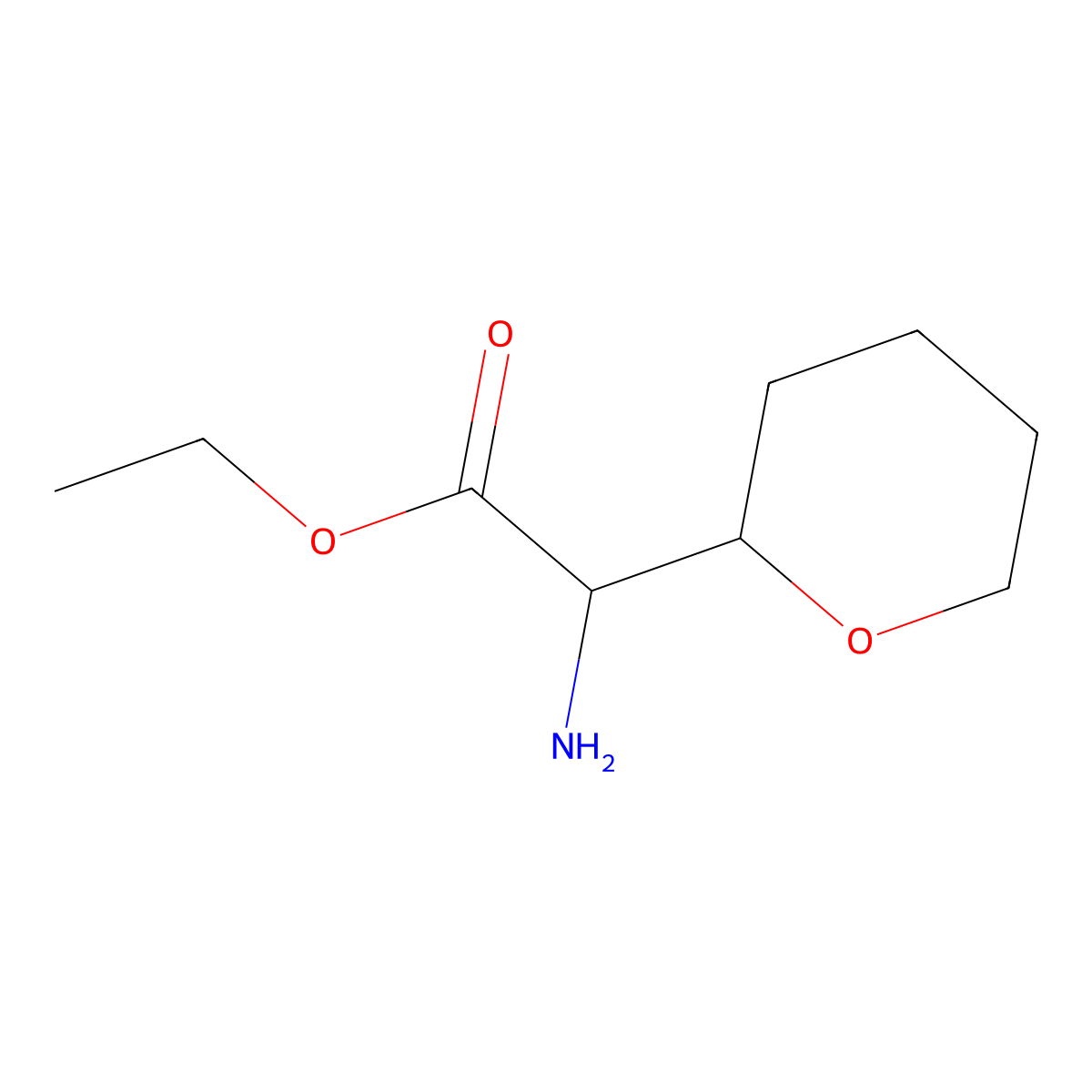 Ethyl 2-amino-2-(oxan-2-yl)acetate molecular structure, CAS 2103256-77-3