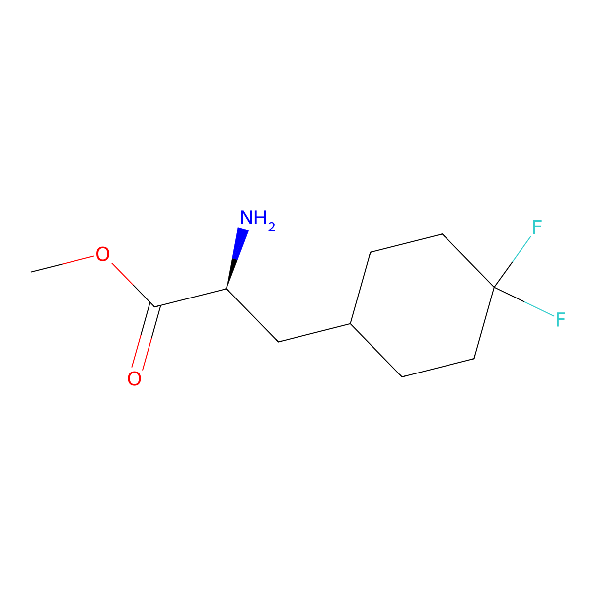 Methyl (S)-2-amino-3-(4,4-difluorocyclohexyl)propanoate molecular structure, CAS 2103279-16-7
