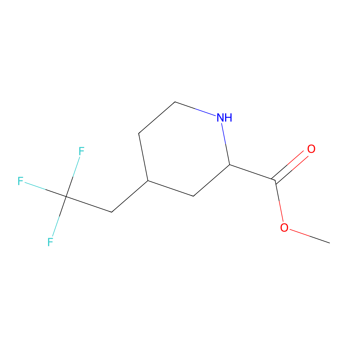 Methyl 4-(2,2,2-trifluoroethyl)piperidine-2-carboxylate molecular structure, CAS 2103290-42-0