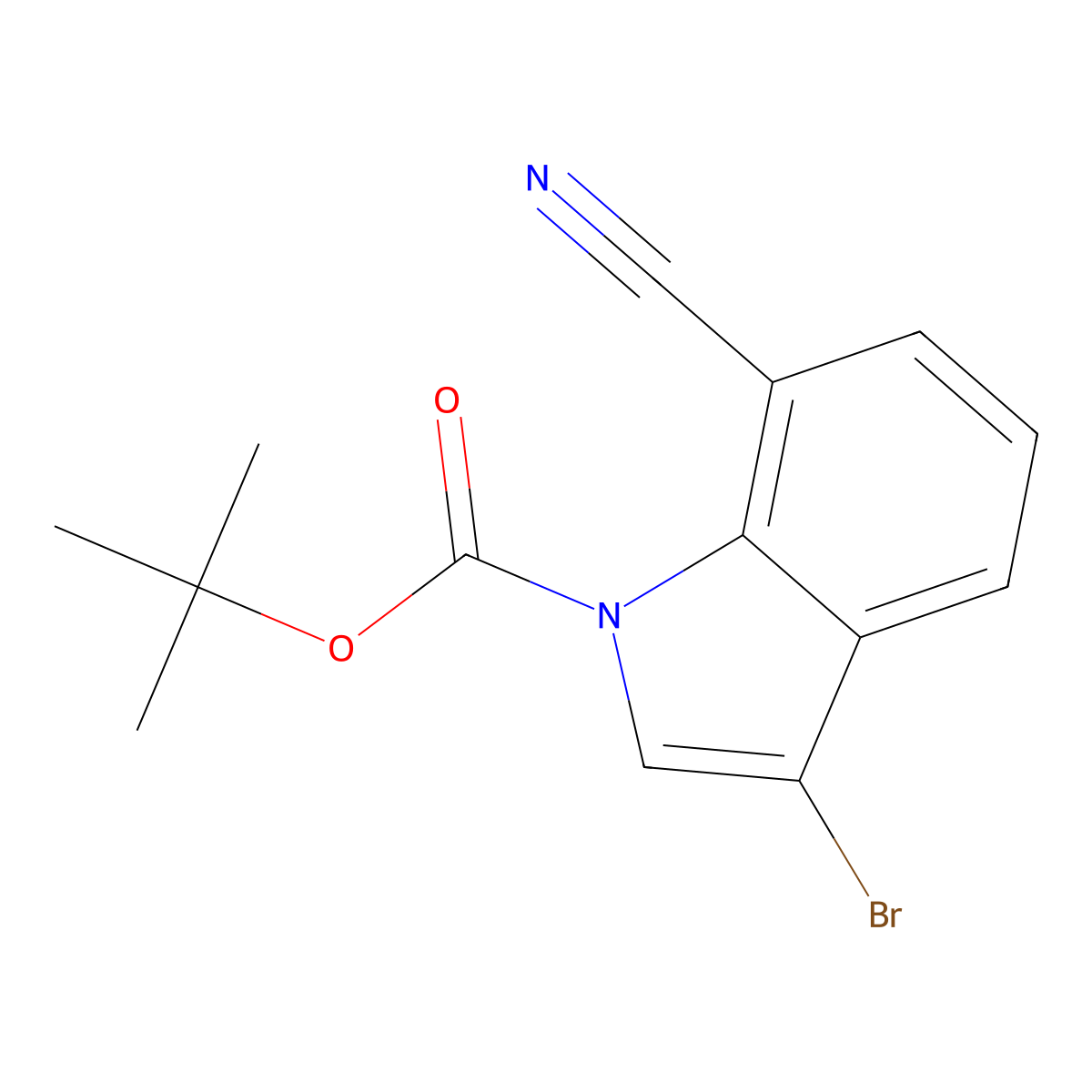 tert-butyl 3-bromo-7-cyano-1H-indole-1-carboxylate molecular structure, CAS 2103352-19-6