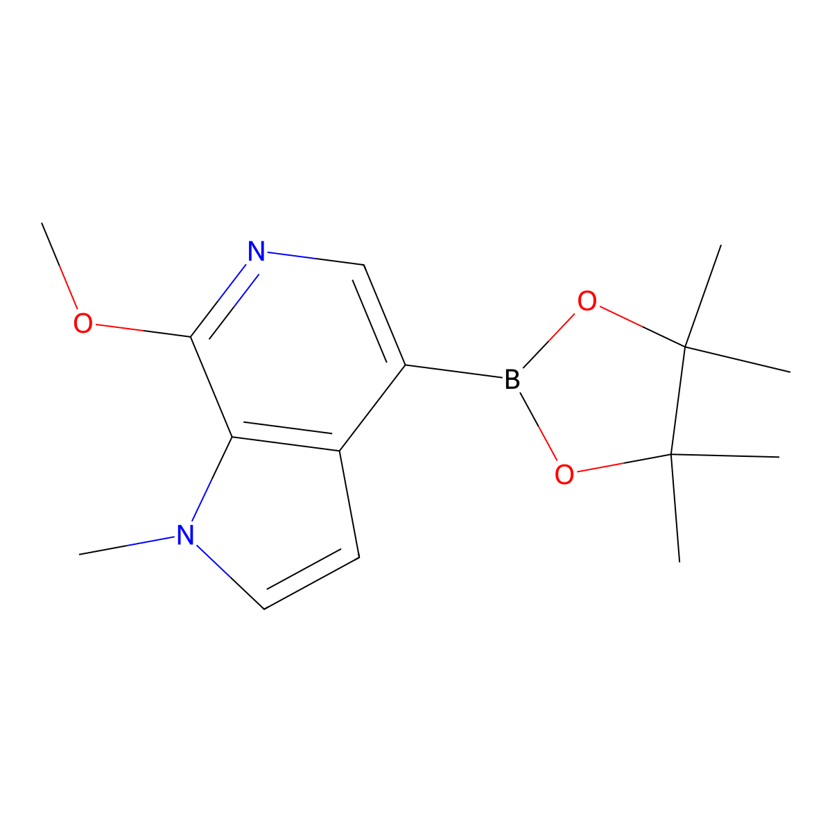 7-methoxy-1-methyl-4-(4,4,5,5-tetramethyl-1,3,2-dioxaborolan-2-yl)-1H-pyrrolo[2,3-c]pyridine molecular structure, CAS 2103352-53-8