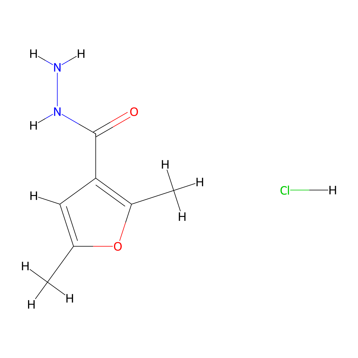 2,5-Dimethyl-3-furohydrazide hydrochloride molecular structure, CAS 2103392-15-8