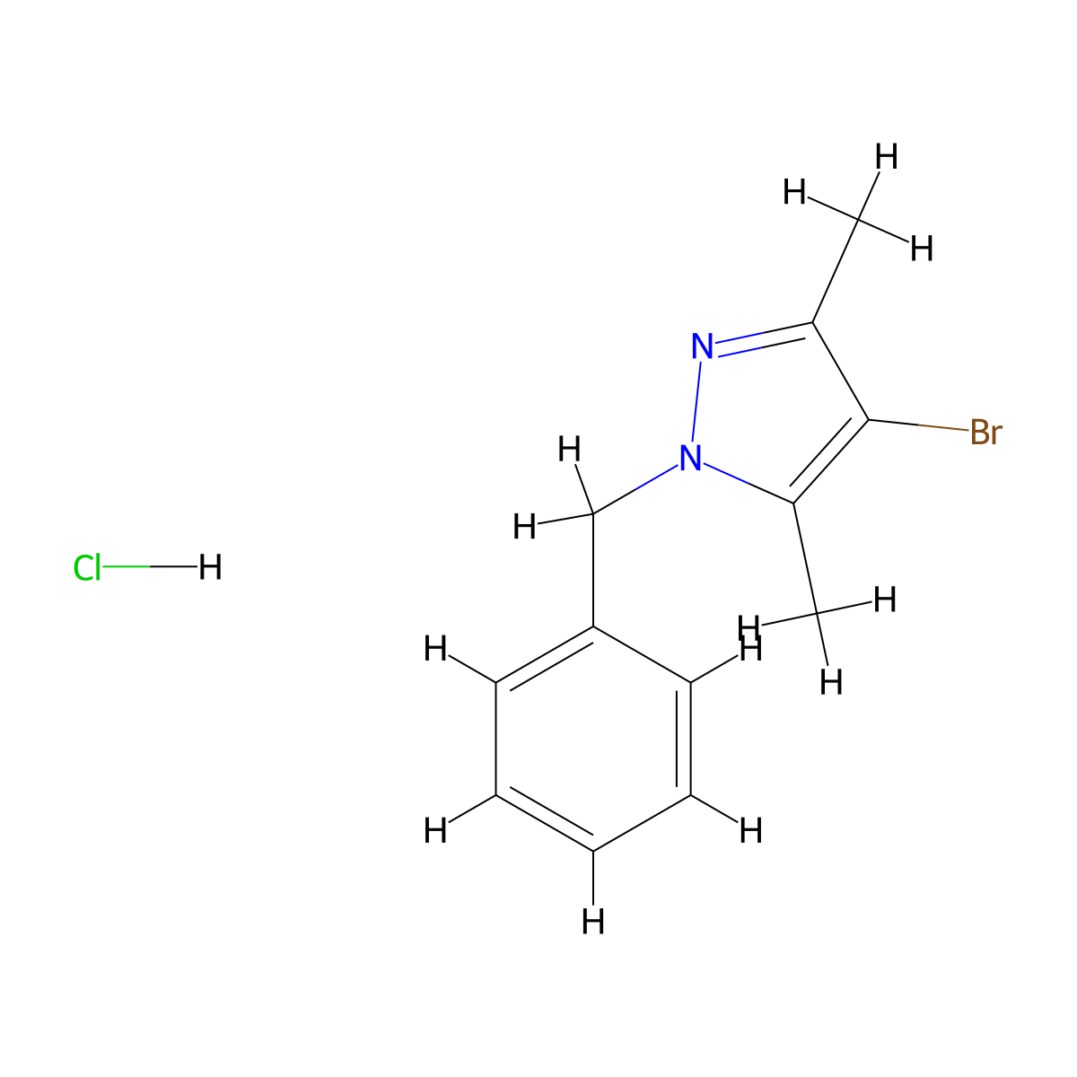 1-Benzyl-4-bromo-3,5-dimethyl-1H-pyrazole hydrochloride molecular structure, CAS 2103396-94-5