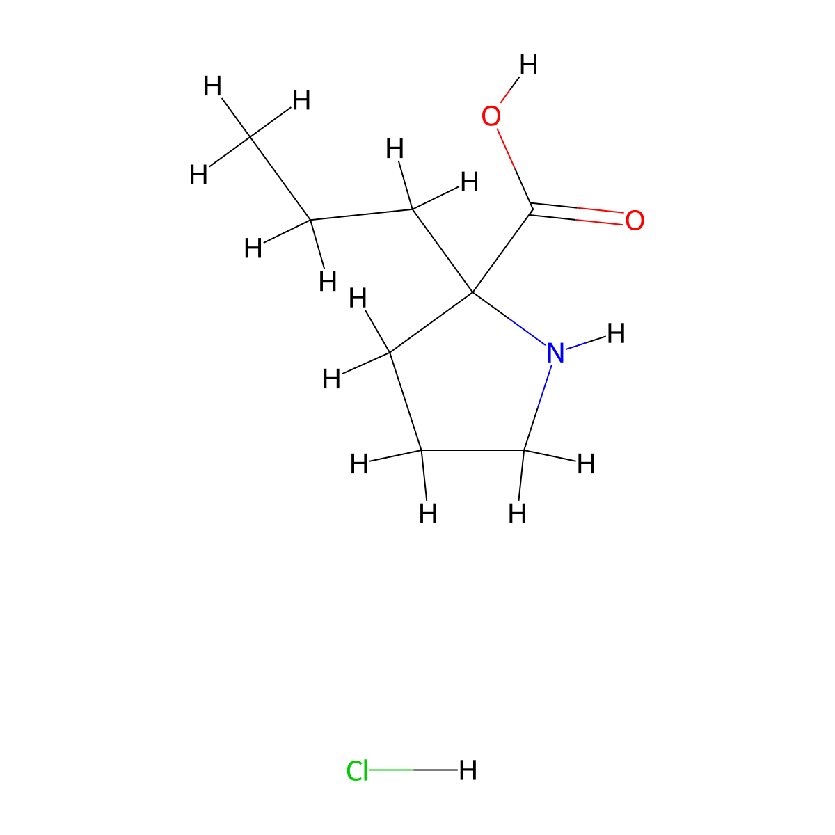 2-Propylpyrrolidine-2-carboxylic acid hydrochloride molecular structure, CAS 2103397-17-5