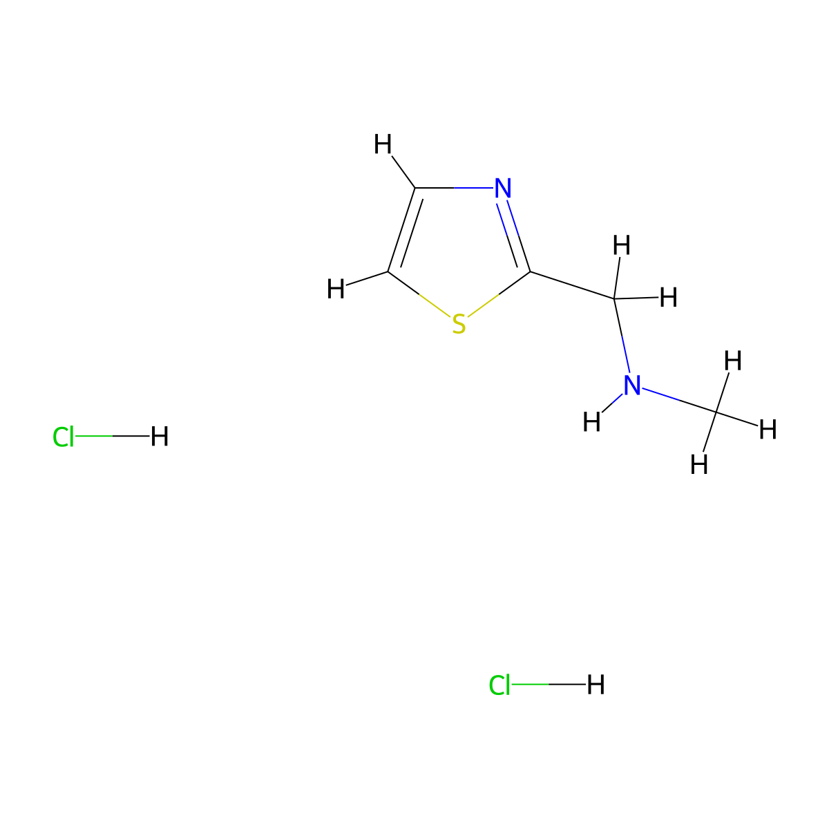 N-Methyl-1-(1,3-thiazol-2-yl)methanamine dihydrochloride molecular structure, CAS 2103398-78-1