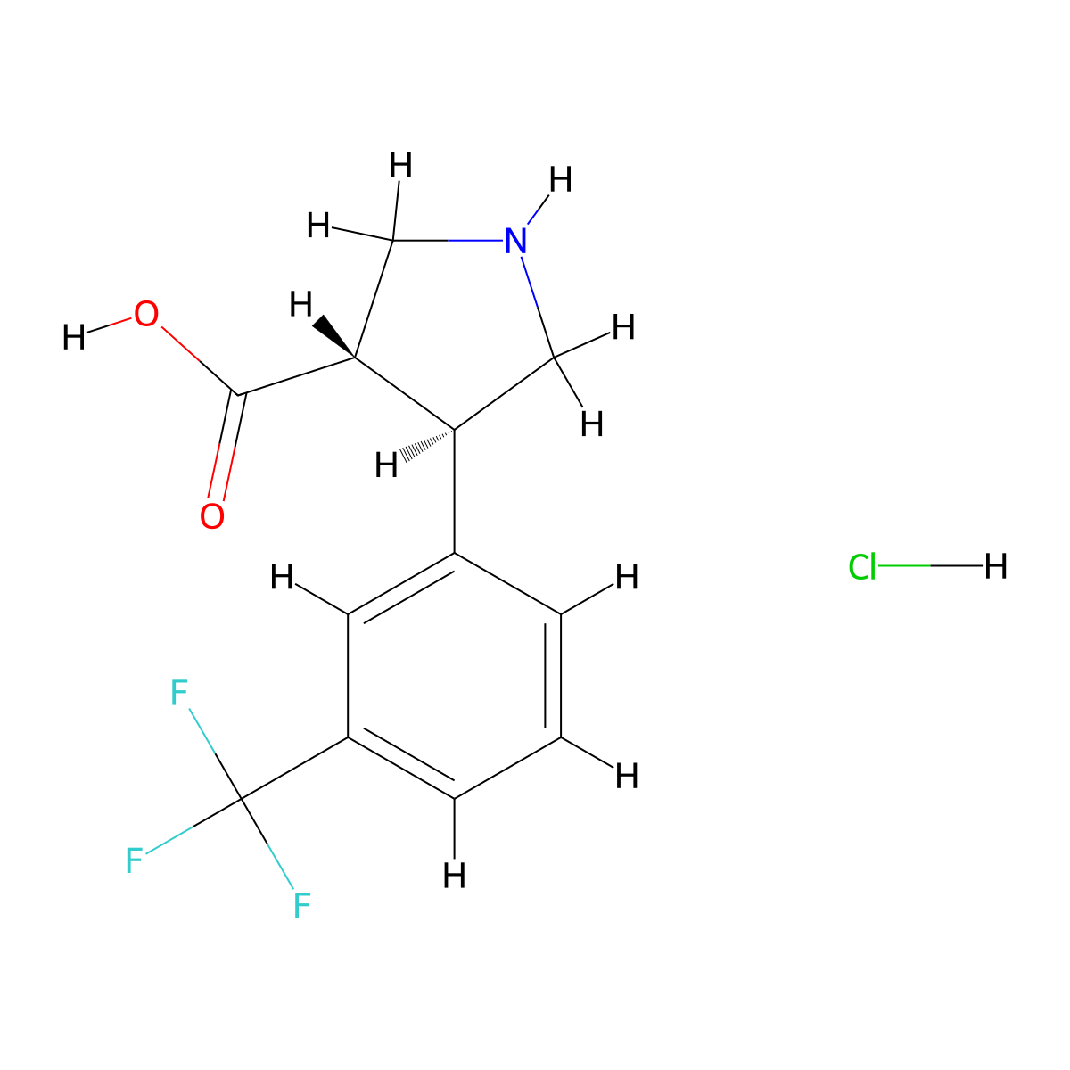 (3S,4R)-4-(3-(Trifluoromethyl)phenyl)pyrrolidine-3-carboxylic acid hydrochloride molecular structure, CAS 2103402-72-6