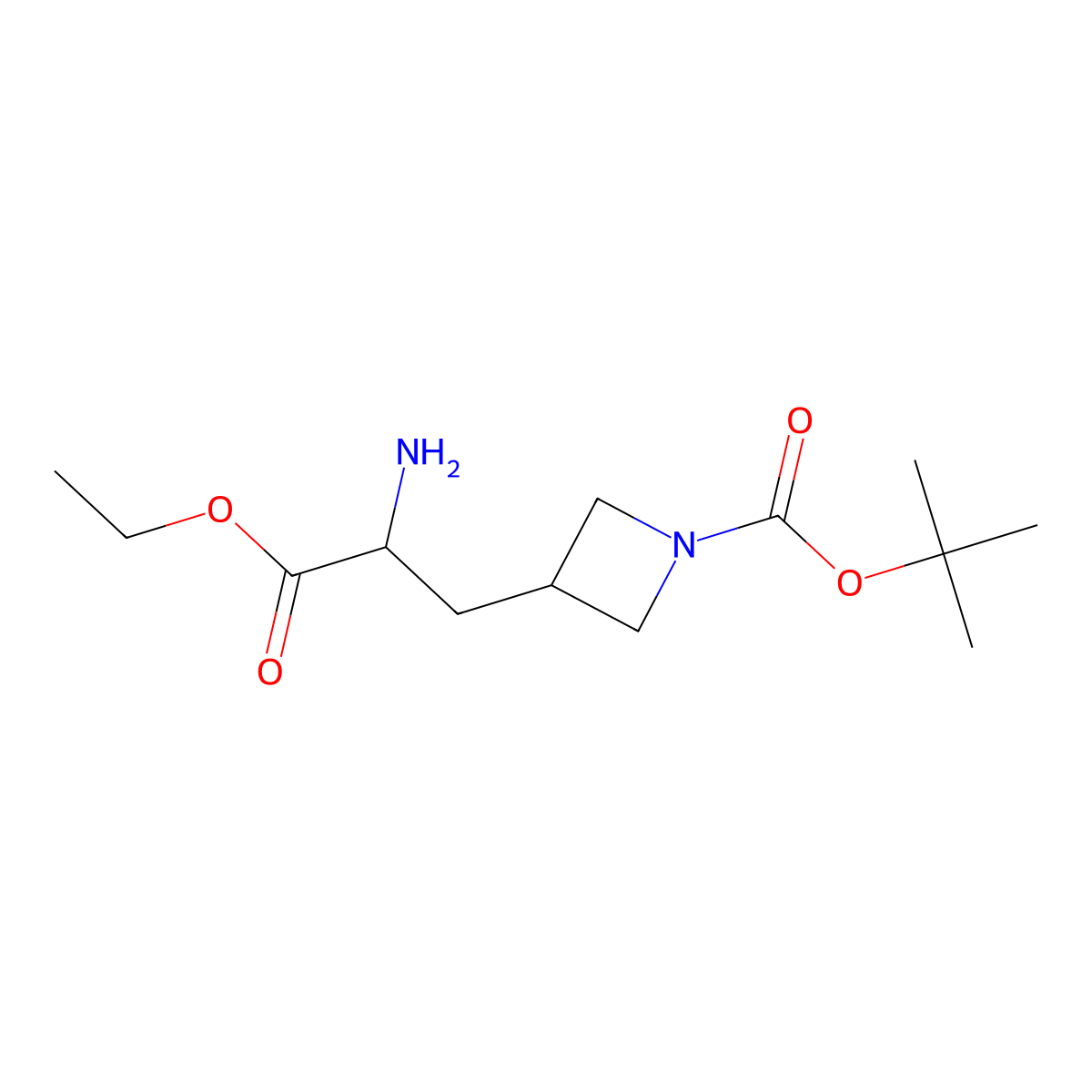 Tert-butyl 3-(2-amino-3-ethoxy-3-oxopropyl)azetidine-1-carboxylate molecular structure, CAS 2103420-68-2