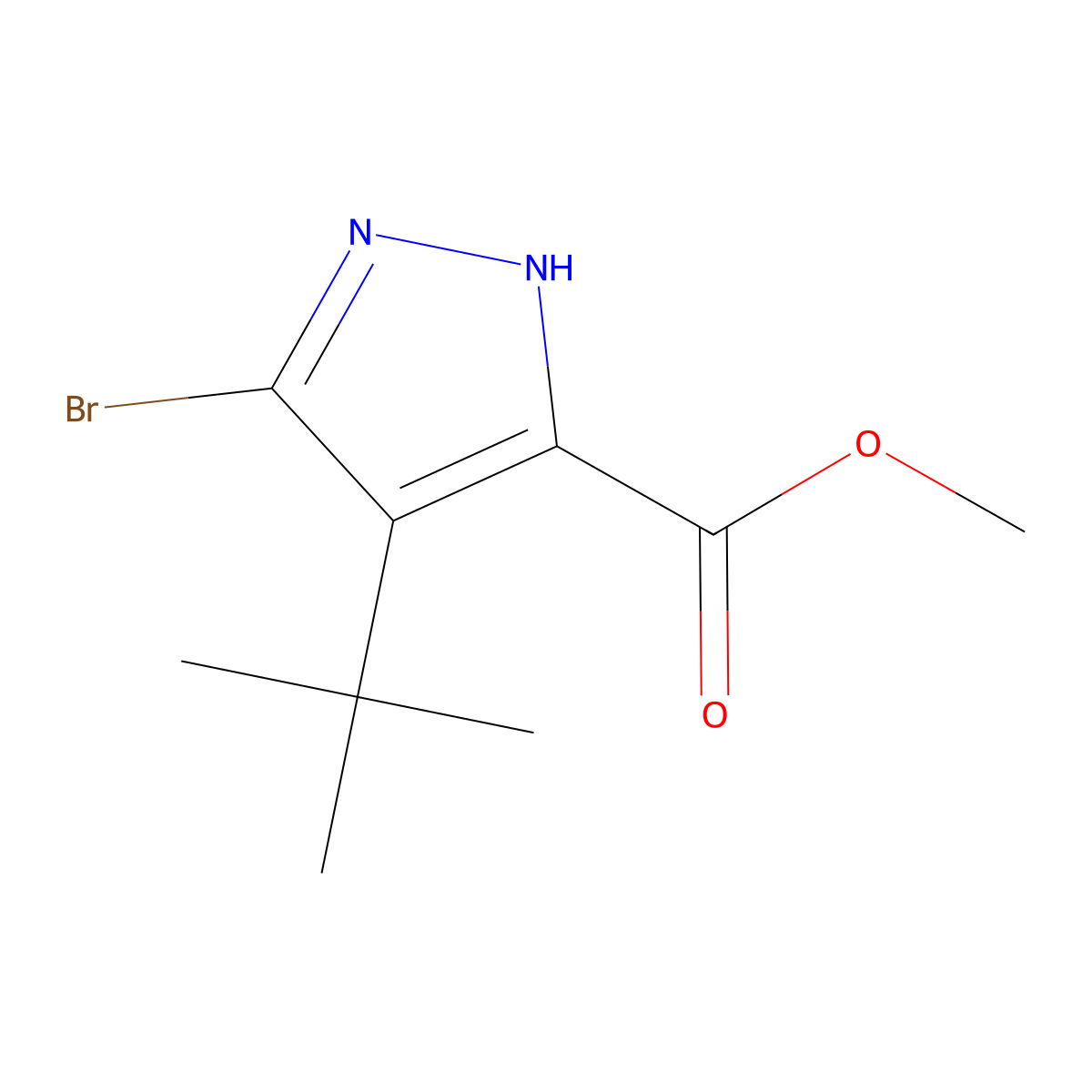 Methyl 5-bromo-4-tert-butyl-1H-pyrazole-3-carboxylate molecular structure, CAS 2103420-74-0