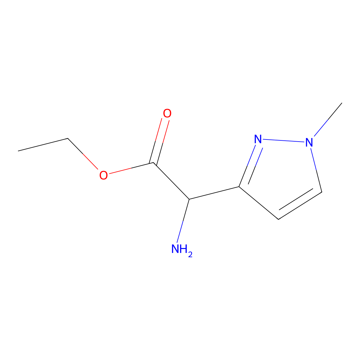 ethyl 2-amino-2-(1-methyl-1H-pyrazol-3-yl)acetate molecular structure, CAS 2103436-09-3