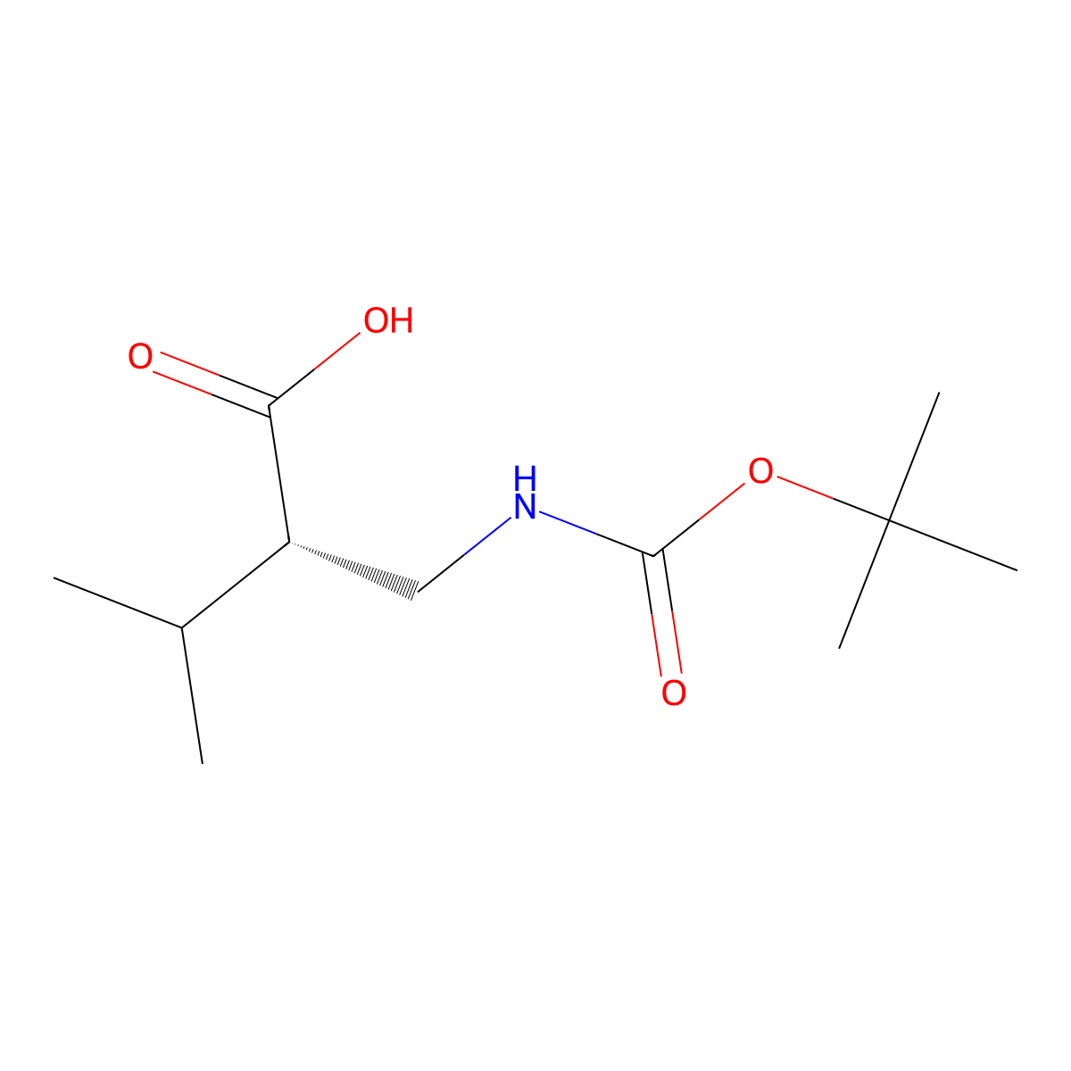 (S)-2-[(Boc-amino)methyl]-3-methylbutyric acid molecular structure, CAS 210346-16-0