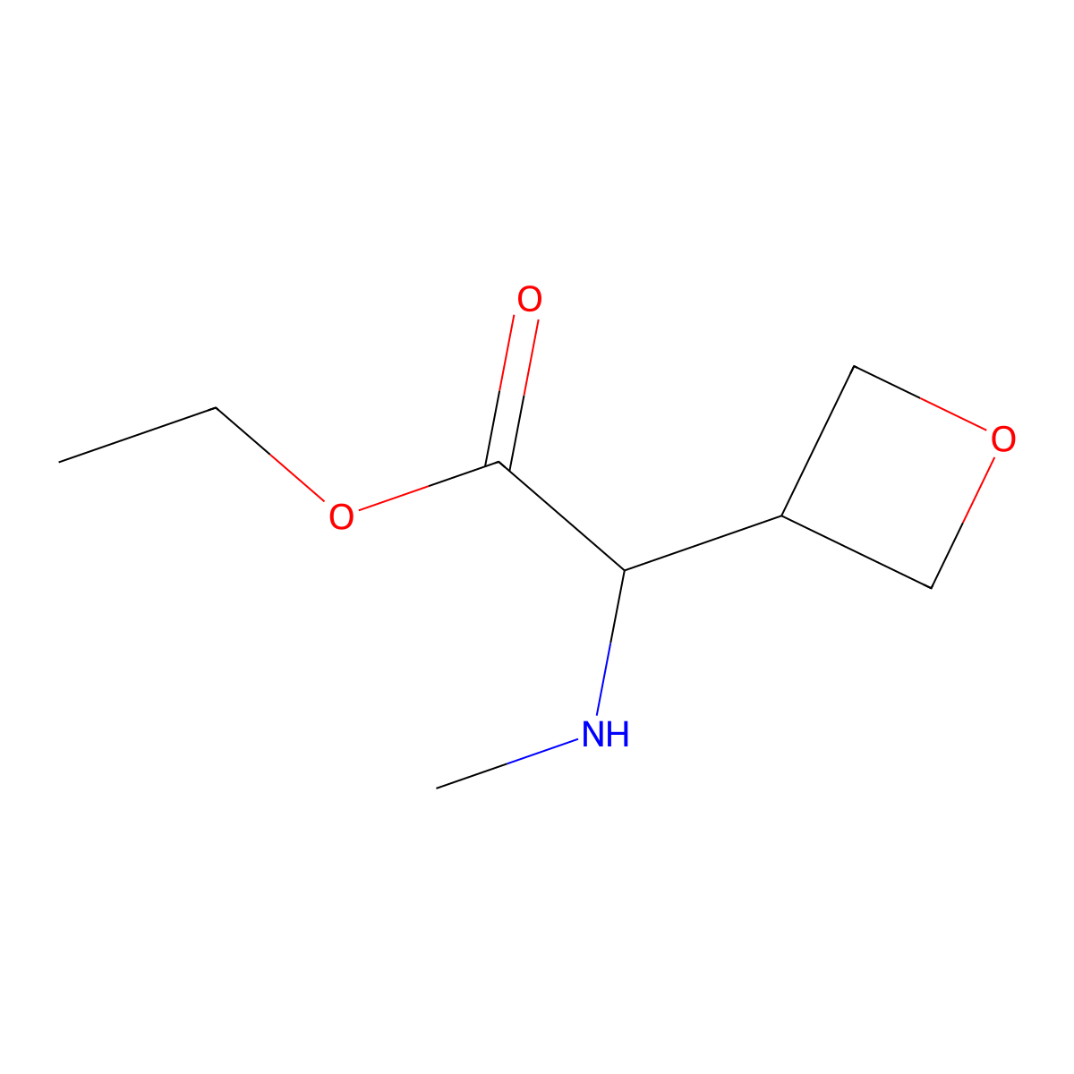 Ethyl 2-(methylamino)-2-(oxetan-3-yl)acetate molecular structure, CAS 2103461-29-4