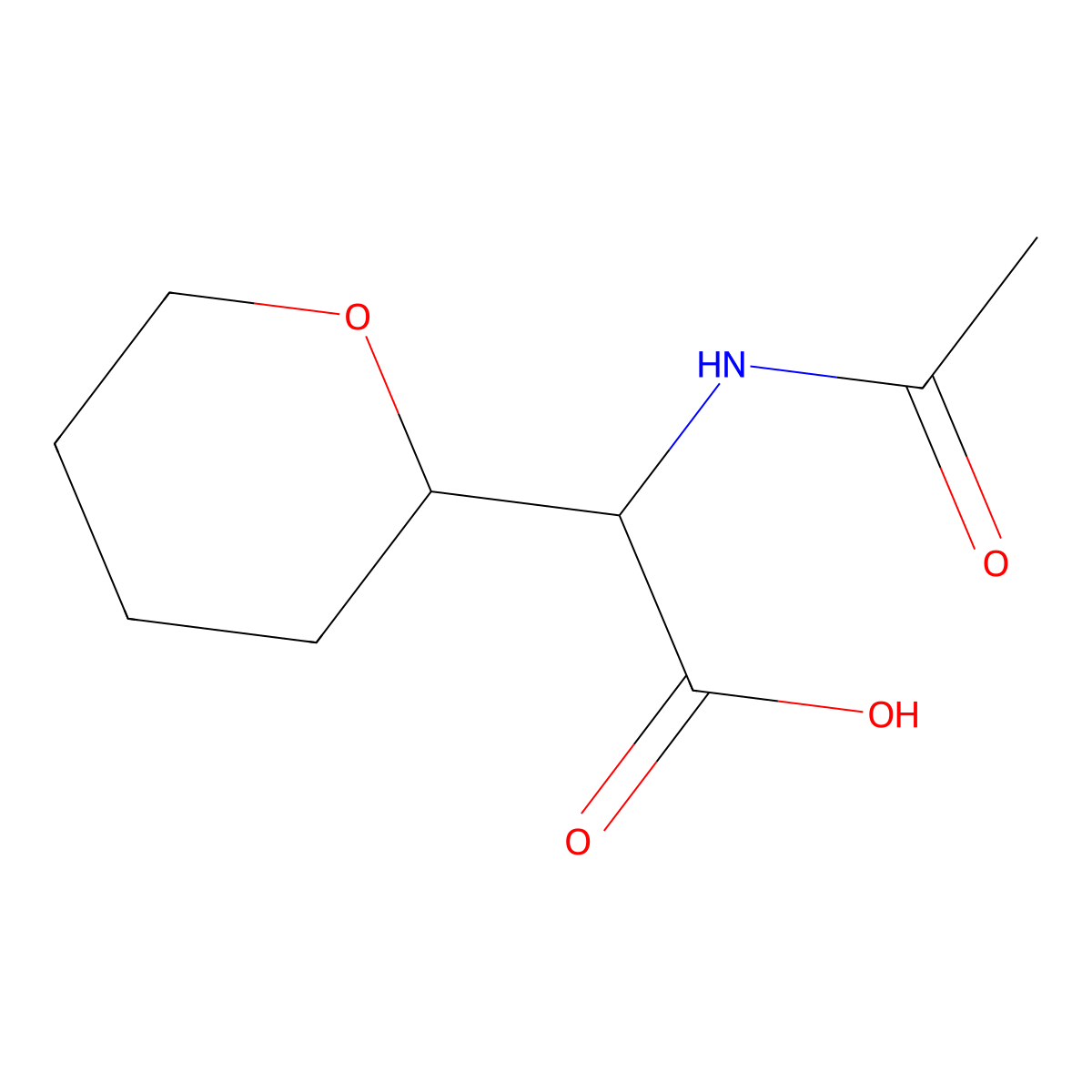 2-Acetamido-2-(oxan-2-yl)acetic acid molecular structure, CAS 2103478-57-3