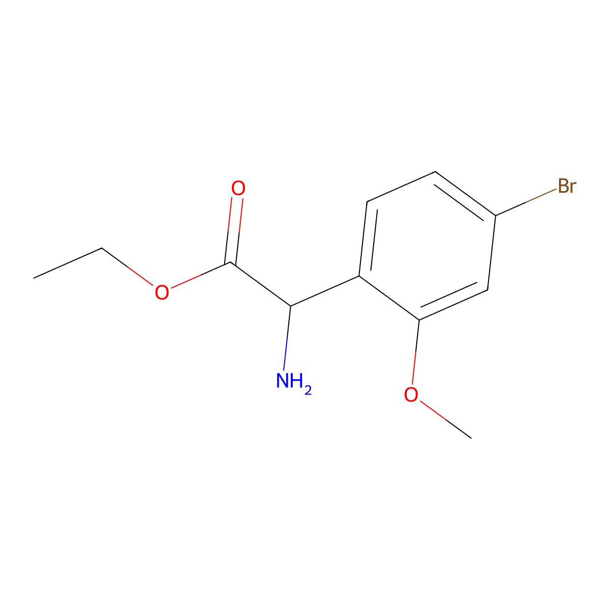 Ethyl 2-amino-2-(4-bromo-2-methoxyphenyl)acetate molecular structure, CAS 2103510-52-5