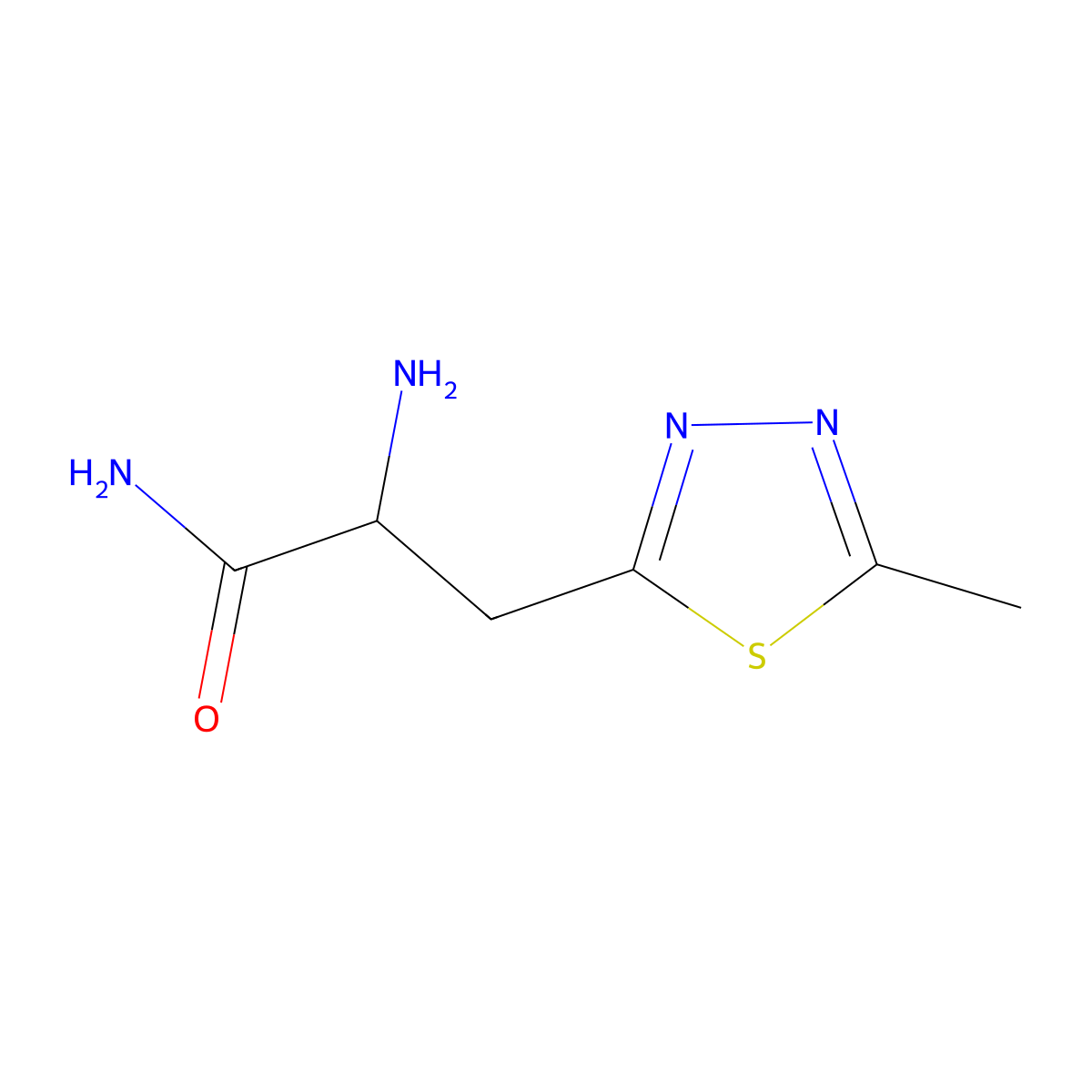 2-Amino-3-(5-methyl-1,3,4-thiadiazol-2-yl)propanamide molecular structure, CAS 2103520-72-3