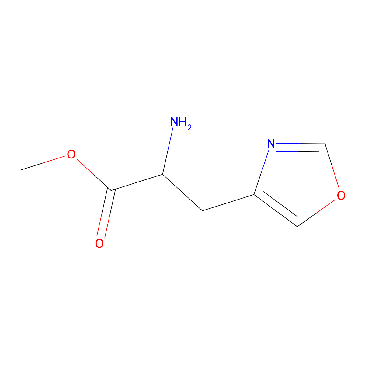 Methyl 2-amino-3-(1,3-oxazol-4-yl)propanoate molecular structure, CAS 2103553-69-9