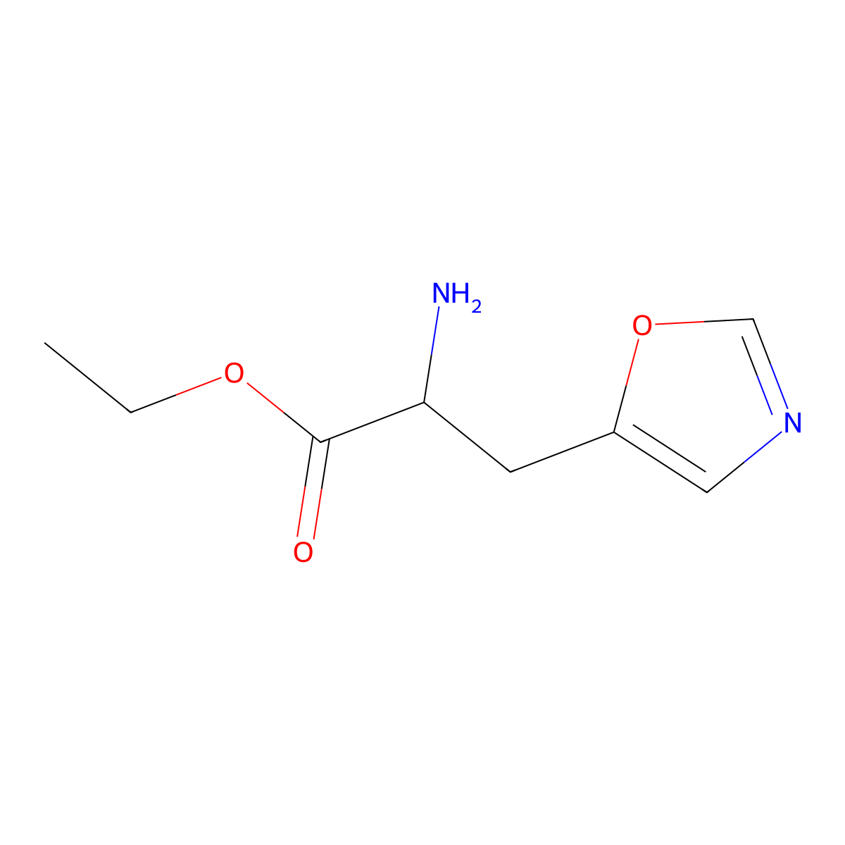Ethyl 2-amino-3-(1,3-oxazol-5-yl)propanoate molecular structure, CAS 2103553-74-6