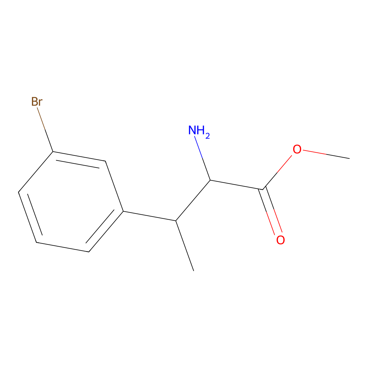 Methyl 2-amino-3-(3-bromophenyl)butanoate molecular structure, CAS 2103554-84-1