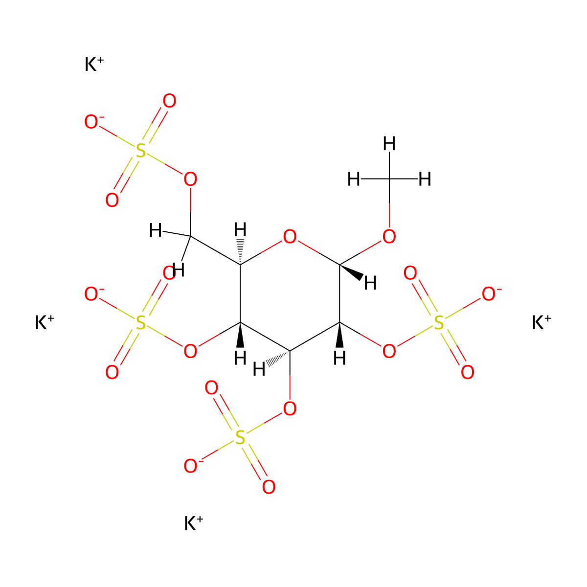 Methyl a-D-Glucopyranoside 2,3,4,6-tetra-O-sulfate, Potassium Salt (Technical Grade) molecular structure, CAS 210357-34-9
