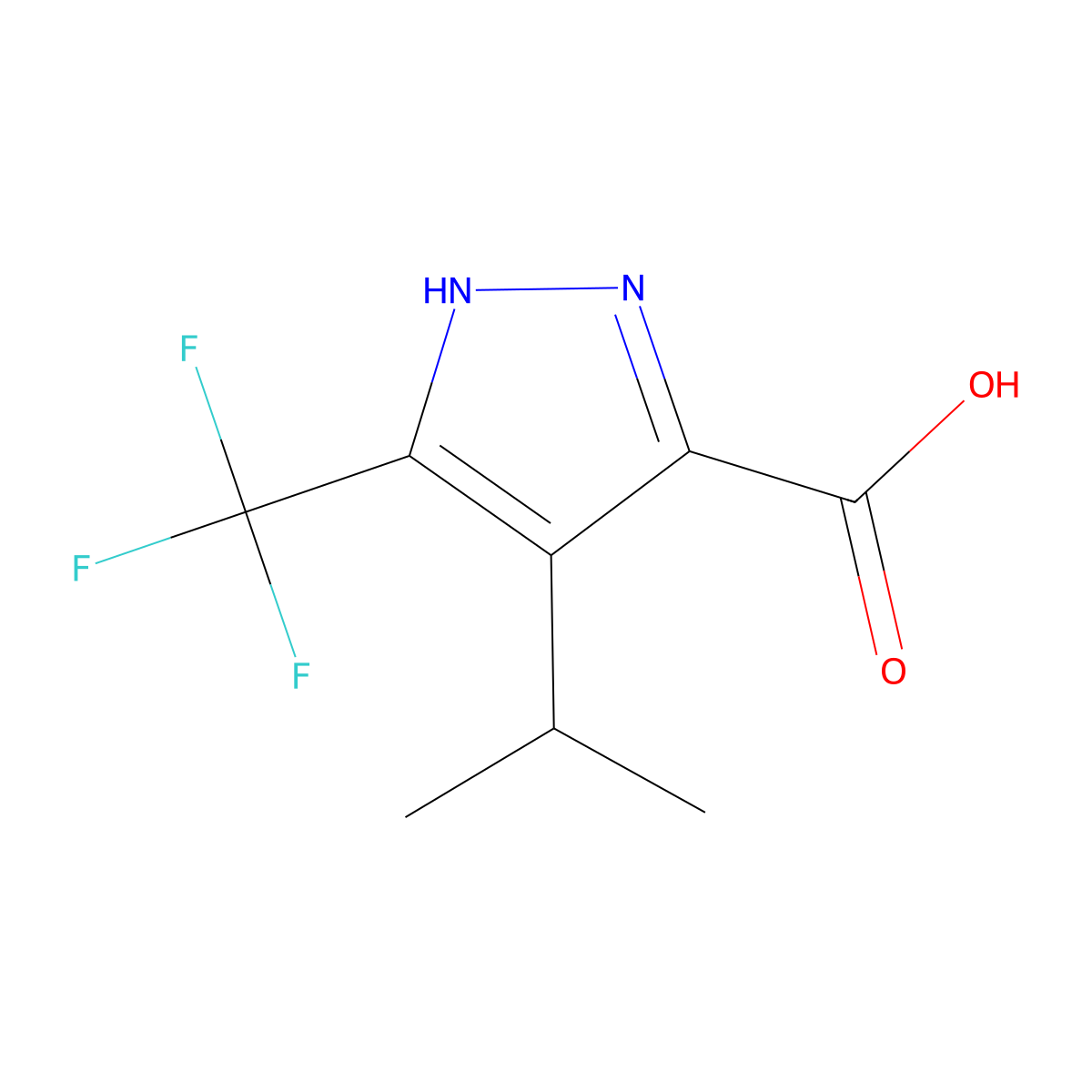 4-(propan-2-yl)-5-(trifluoromethyl)-1H-pyrazole-3-carboxylic acid molecular structure, CAS 2103589-03-1