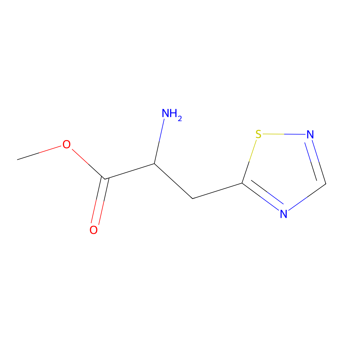 Methyl 2-amino-3-(1,2,4-thiadiazol-5-yl)propanoate molecular structure, CAS 2103595-11-3