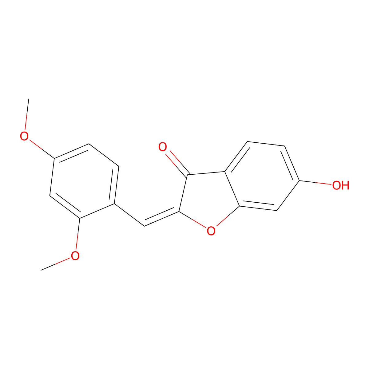 2-[(2,4-dimethoxyphenyl)methylene]-6-hydroxy-3(2H)-benzofuranone molecular structure, CAS 210360-63-7