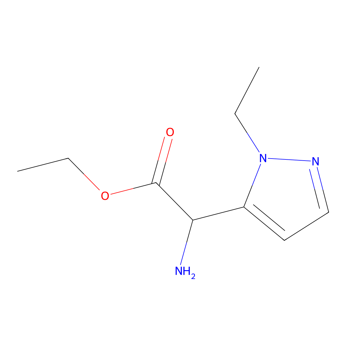 ethyl 2-amino-2-(1-ethyl-1H-pyrazol-5-yl)acetate molecular structure, CAS 2103600-07-1