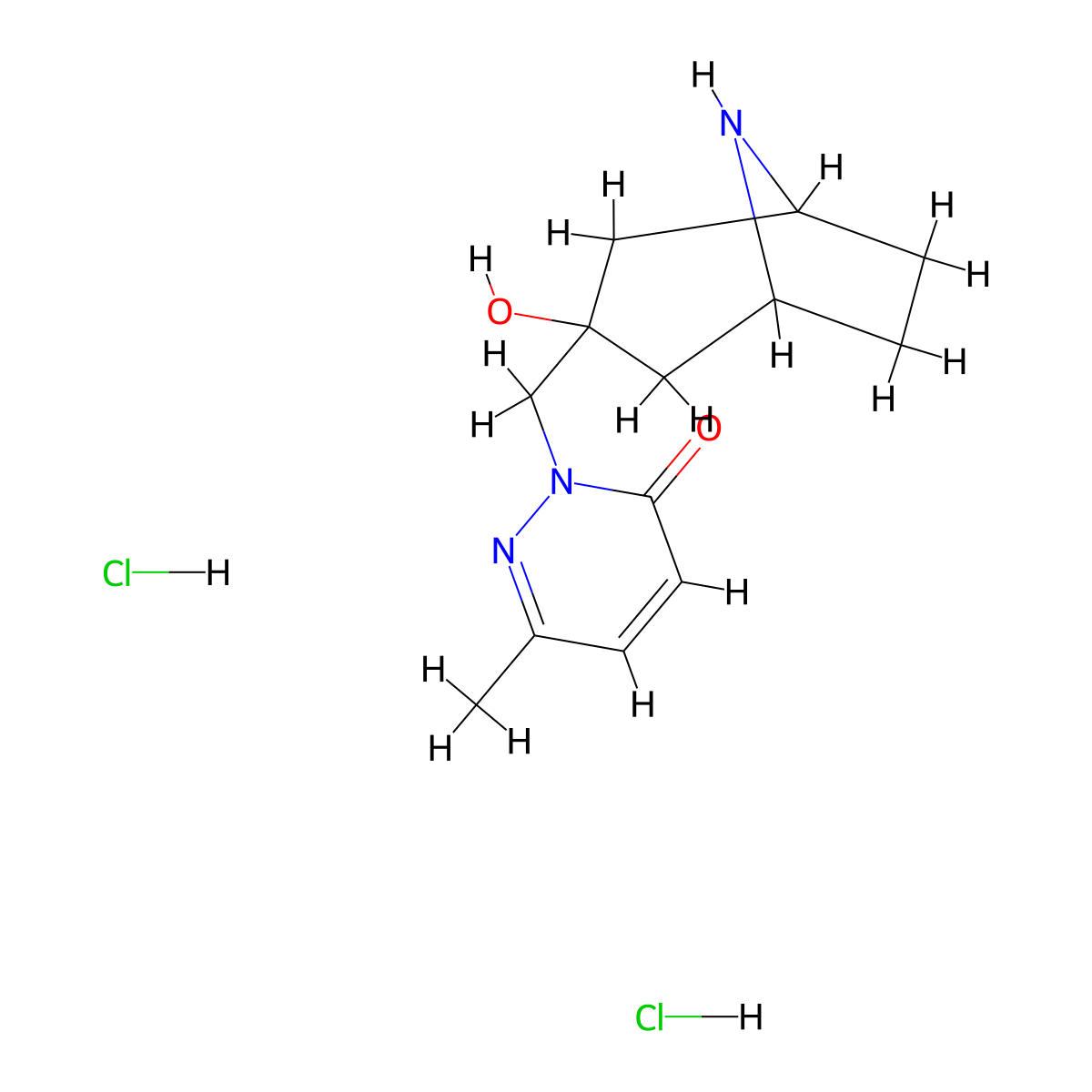 2-[(3-Hydroxy-8-azabicyclo[3.2.1]oct-3-yl)methyl]-6-methylpyridazin-3(2H)-one dihydrochloride molecular structure, CAS 2103630-12-0