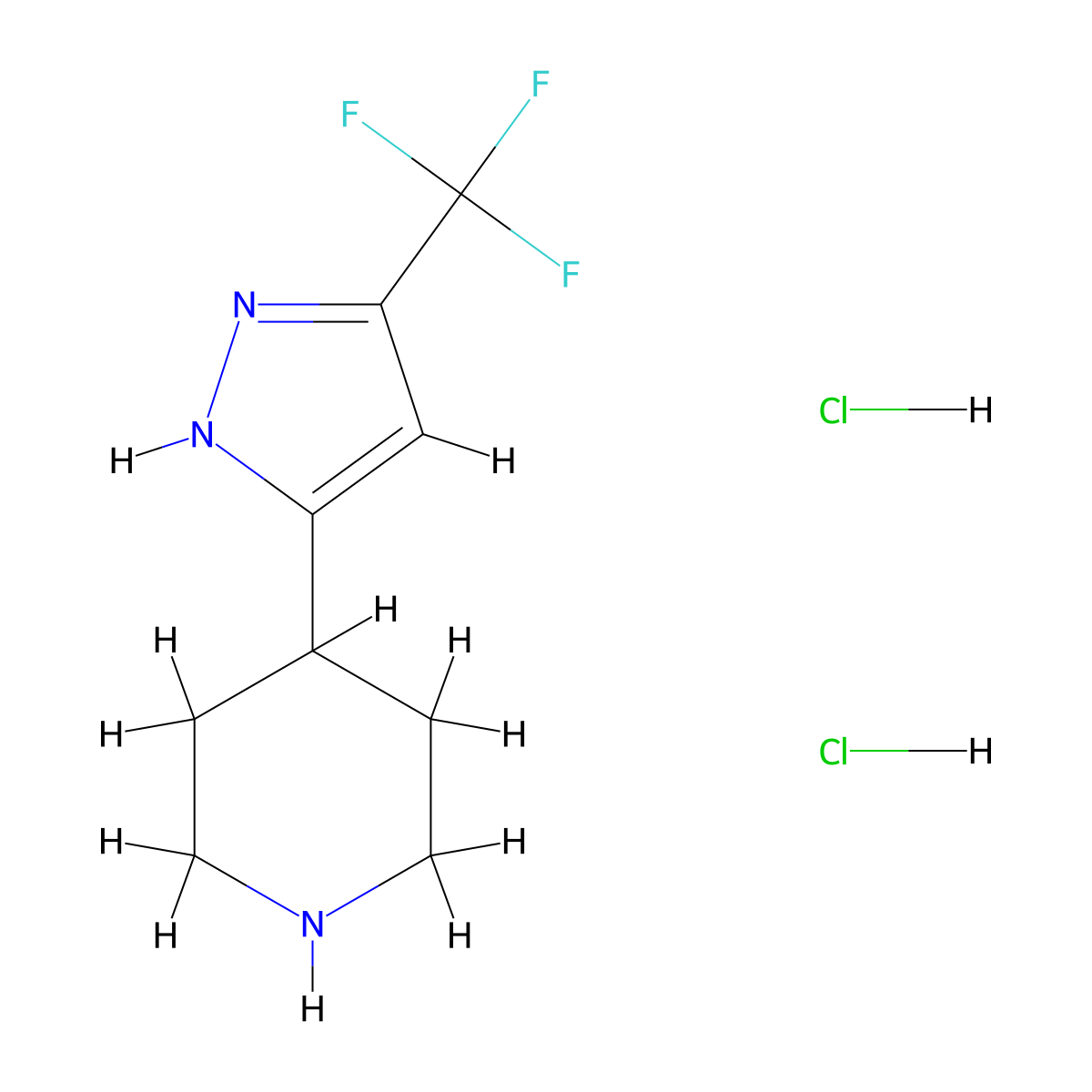 4-[5-(Trifluoromethyl)-1H-pyrazol-3-yl]piperidine dihydrochloride molecular structure, CAS 2103644-61-5