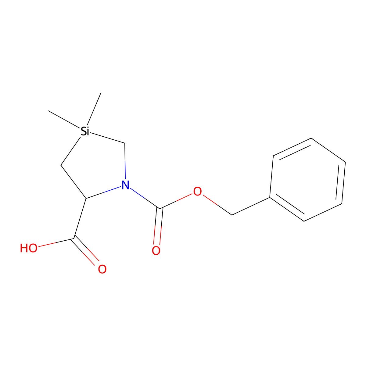 1-[(Benzyloxy)carbonyl]-3,3-dimethyl-1,3-azasilolidine-5-carboxylic acid molecular structure, CAS 2103648-38-8