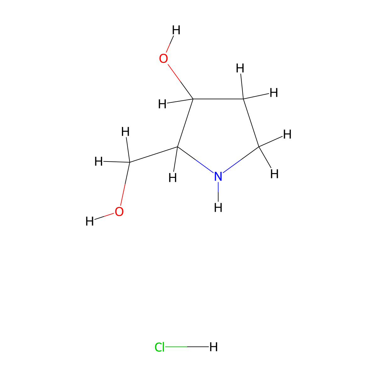 2-(Hydroxymethyl)-3-pyrrolidinol hydrochloride molecular structure, CAS 2103665-43-4