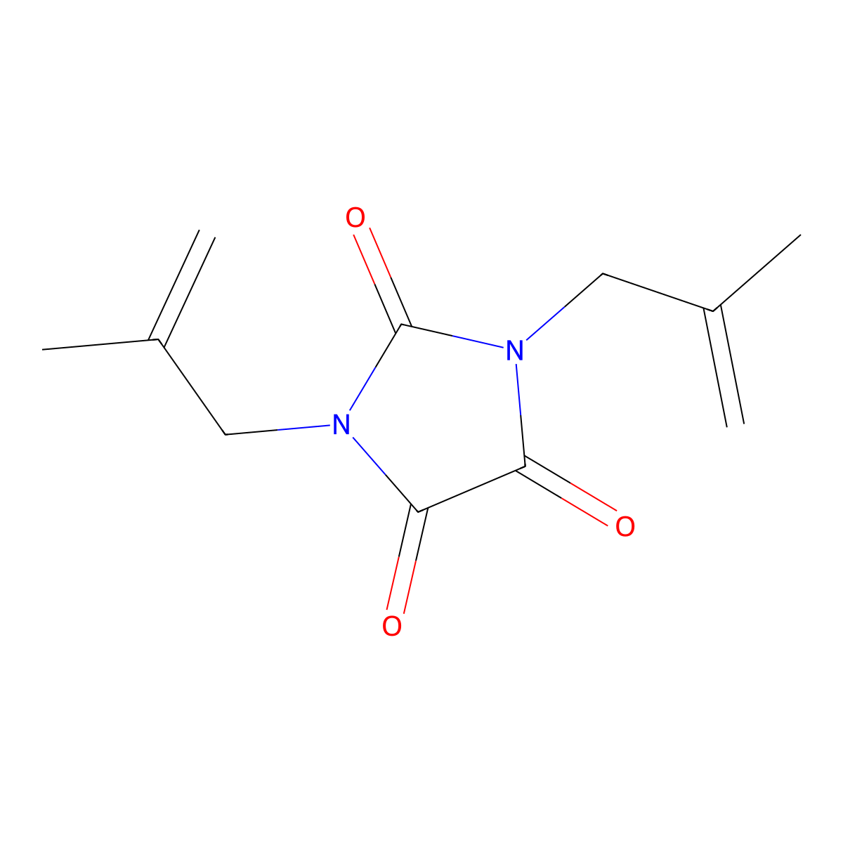 1,3-Bis(2-methylprop-2-enyl)-1,3-diazolidine-2,4,5-trione molecular structure, CAS 21037-08-1