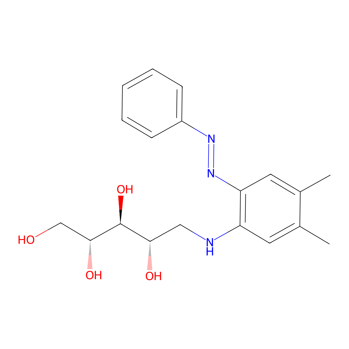 1-Deoxy-1-(4,5-dimethyl-2-(phenylazo)phenylamino)-D-ribitol molecular structure, CAS 21037-26-3