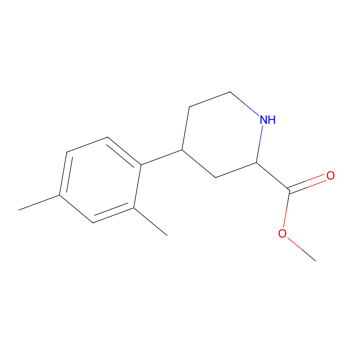 Methyl 4-(2,4-dimethylphenyl)piperidine-2-carboxylate molecular structure, CAS 2103701-21-7
