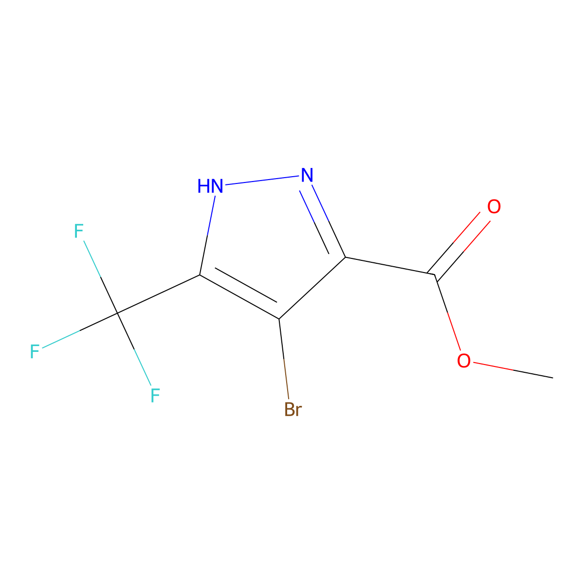 methyl 4-bromo-3-(trifluoromethyl)-1H-pyrazole-5-carboxylate molecular structure, CAS 2103703-44-0