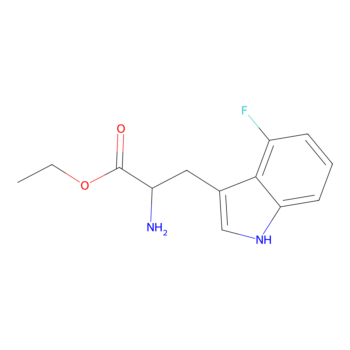 ethyl 2-amino-3-(4-fluoro-1H-indol-3-yl)propanoate molecular structure, CAS 2103704-31-8