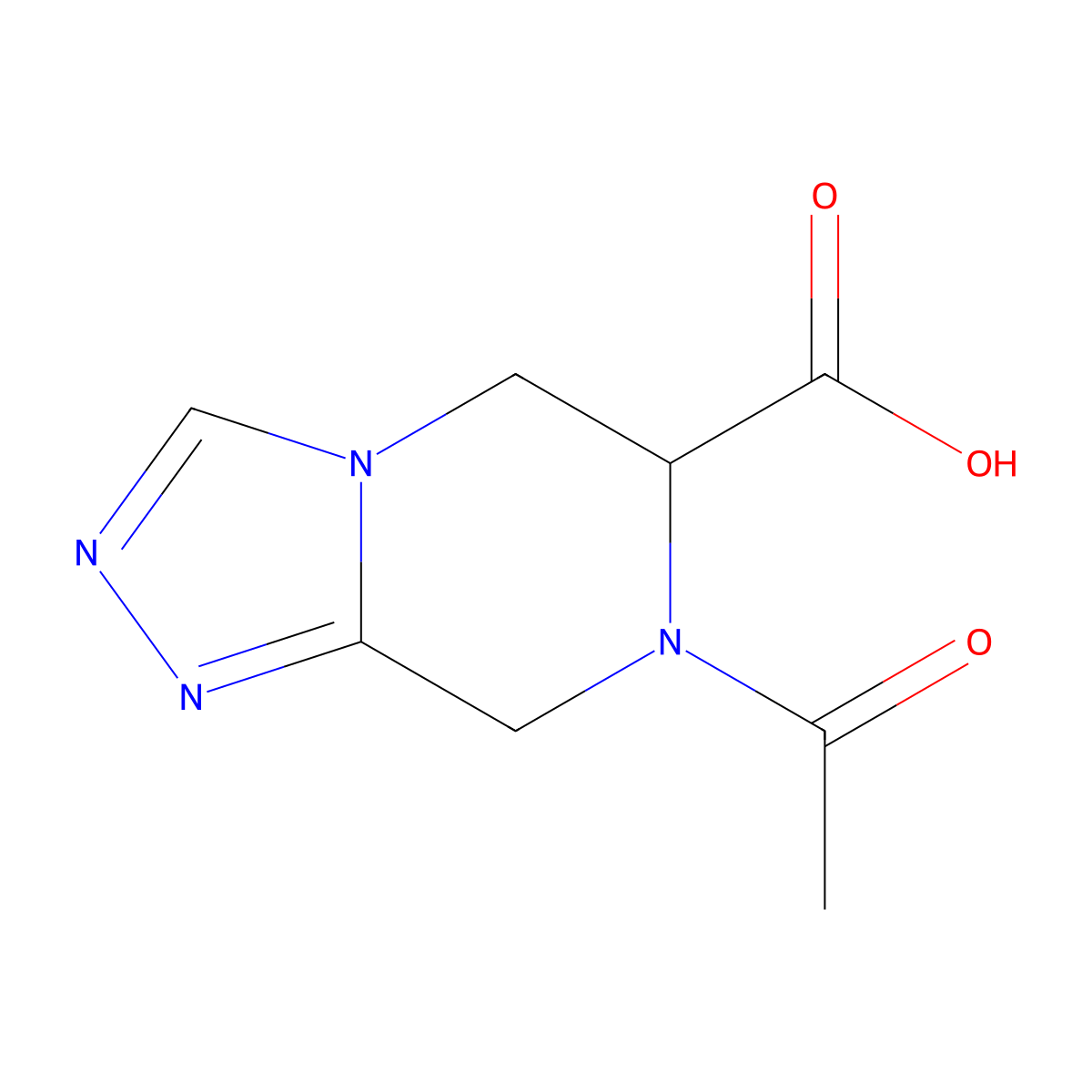 7-acetyl-5H,6H,7H,8H-[1,2,4]triazolo[4,3-a]pyrazine-6-carboxylic acid molecular structure, CAS 2103709-82-4