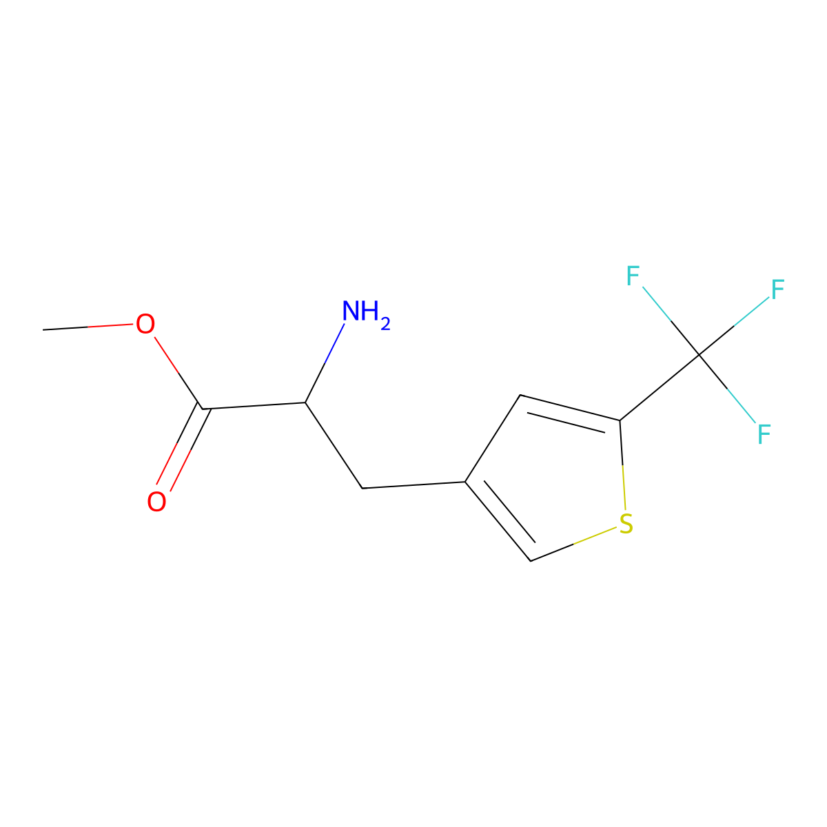 Methyl 2-amino-3-[5-(trifluoromethyl)thiophen-3-yl]propanoate molecular structure, CAS 2103714-86-7