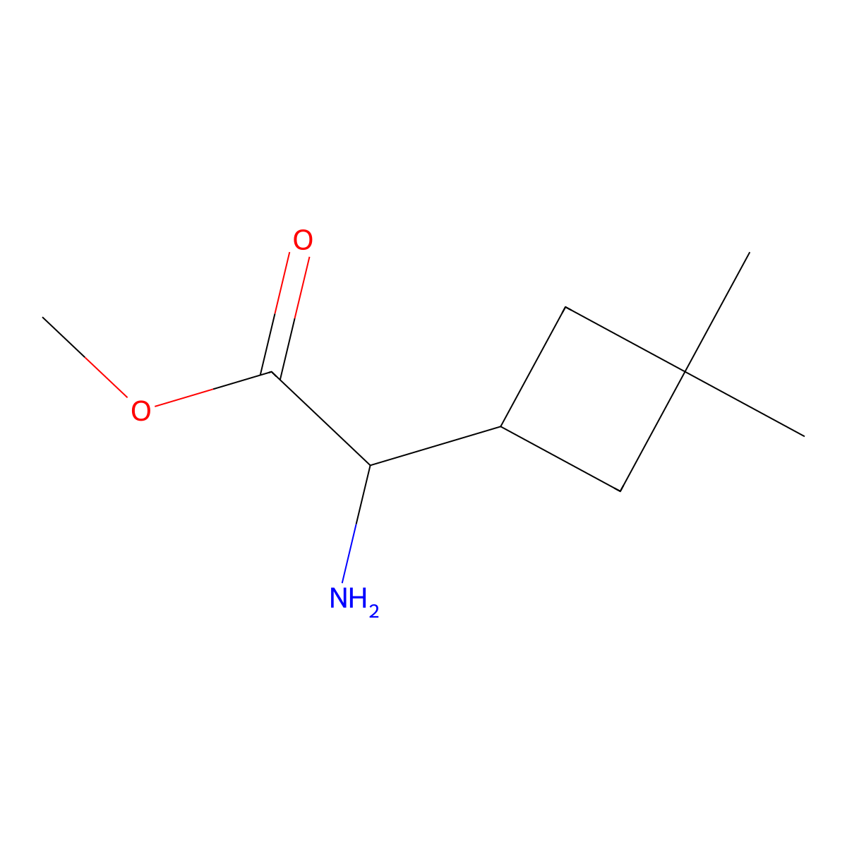 Methyl 2-amino-2-(3,3-dimethylcyclobutyl)acetate molecular structure, CAS 2103716-89-6