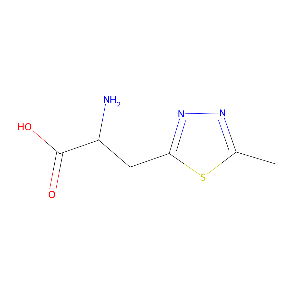 2-Amino-3-(5-methyl-1,3,4-thiadiazol-2-yl)propanoic acid molecular structure, CAS 2103722-51-4