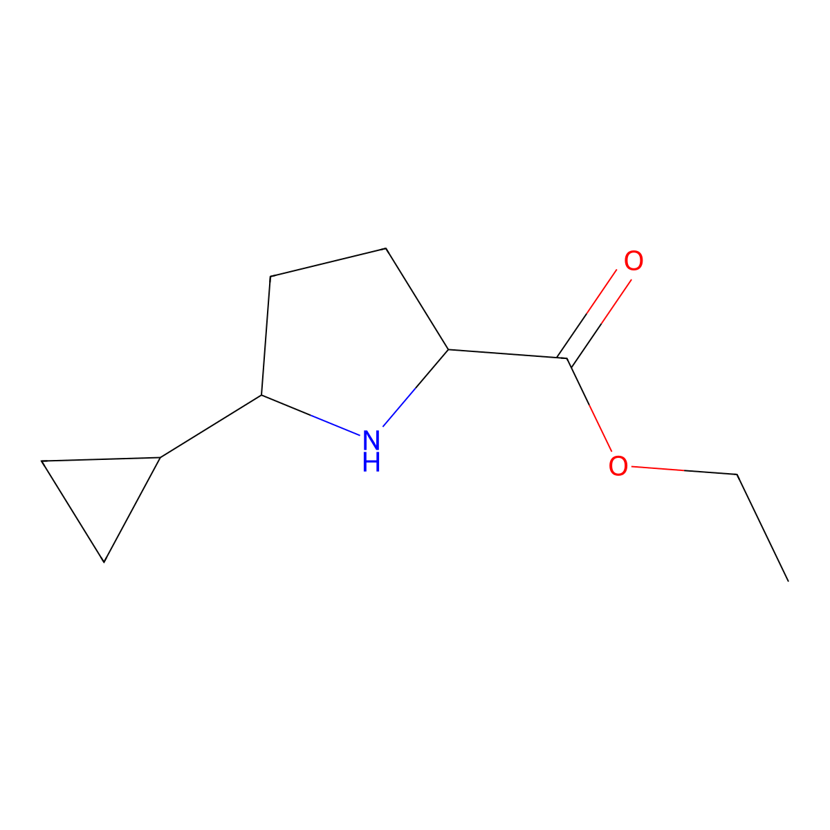 Ethyl 5-cyclopropylpyrrolidine-2-carboxylate molecular structure, CAS 2103740-65-2