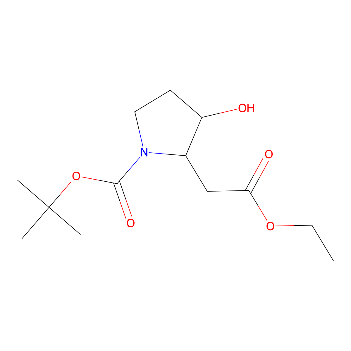 tert-Butyl 2-(2-ethoxy-2-oxoethyl)-3-hydroxypyrrolidine-1-carboxylate molecular structure, CAS 2103752-81-2